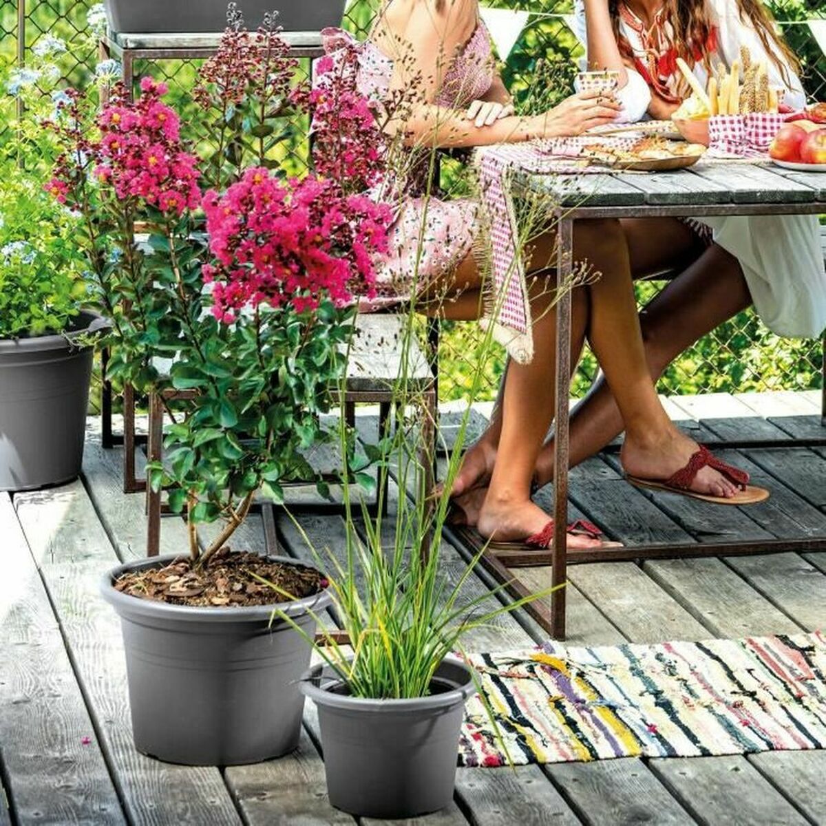 Maceta Deroma Cilindro Antracita Inyectado Redonda Ø 50 cm 50 x 35 cm 2 S7149203_1