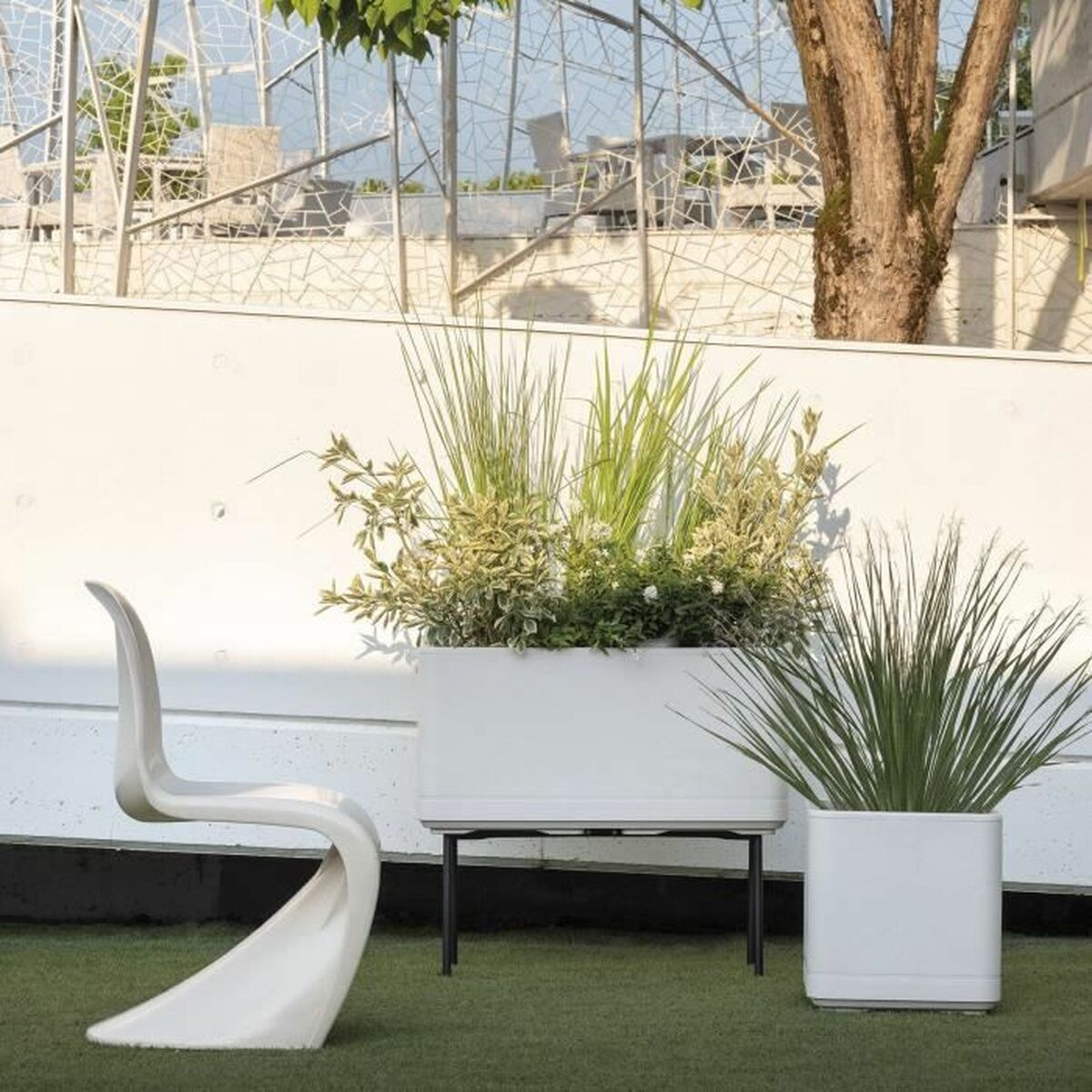 Macetero Deroma Cosmo Gris Plástico Plástico reciclado 38 x 38 x 39 cm Cuadrado Cubo 38 cm 4 S71015230_3