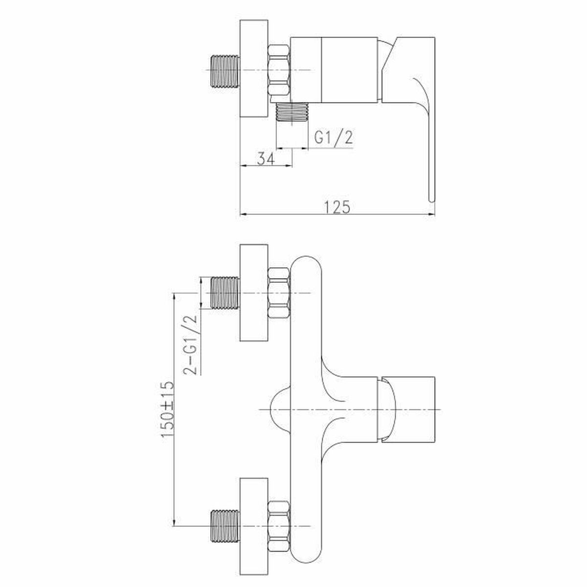 Grifo Monomando para ducha Rousseau Northern Gris Metal 150 cm 150 mm 13 x 10 x 21 cm 2 S7142527_1