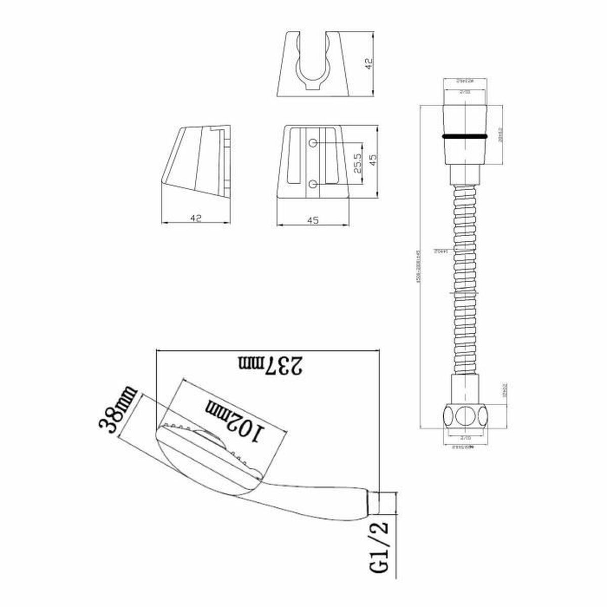 Alcachofa de ducha con manguera Rousseau Stop'o 2 m 3 Posiciones 2 S7108490_1