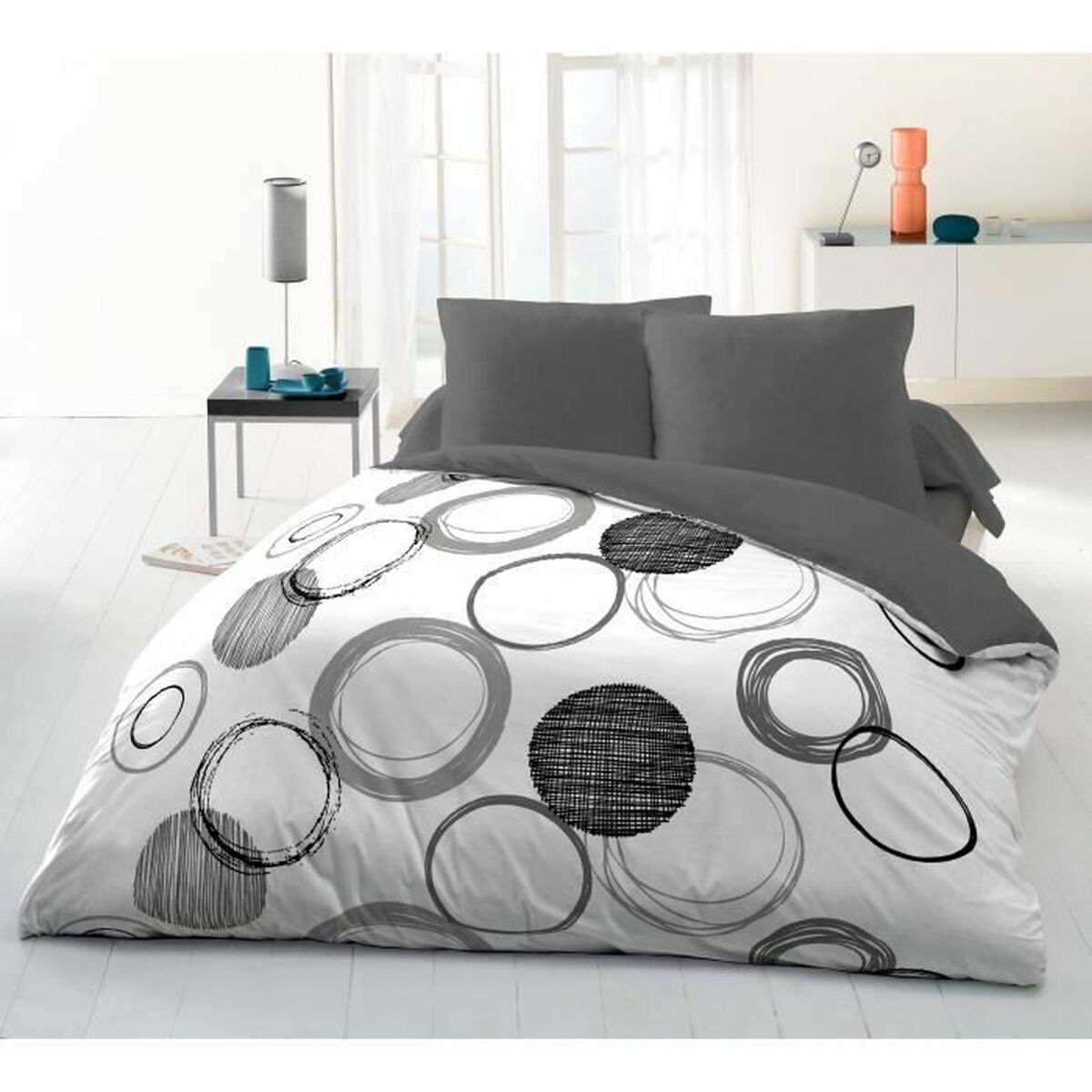 Juego de funda nórdica HOME LINGE PASSION Audace Gris Gris claro 240 x 260 cm 1 S7183431_0