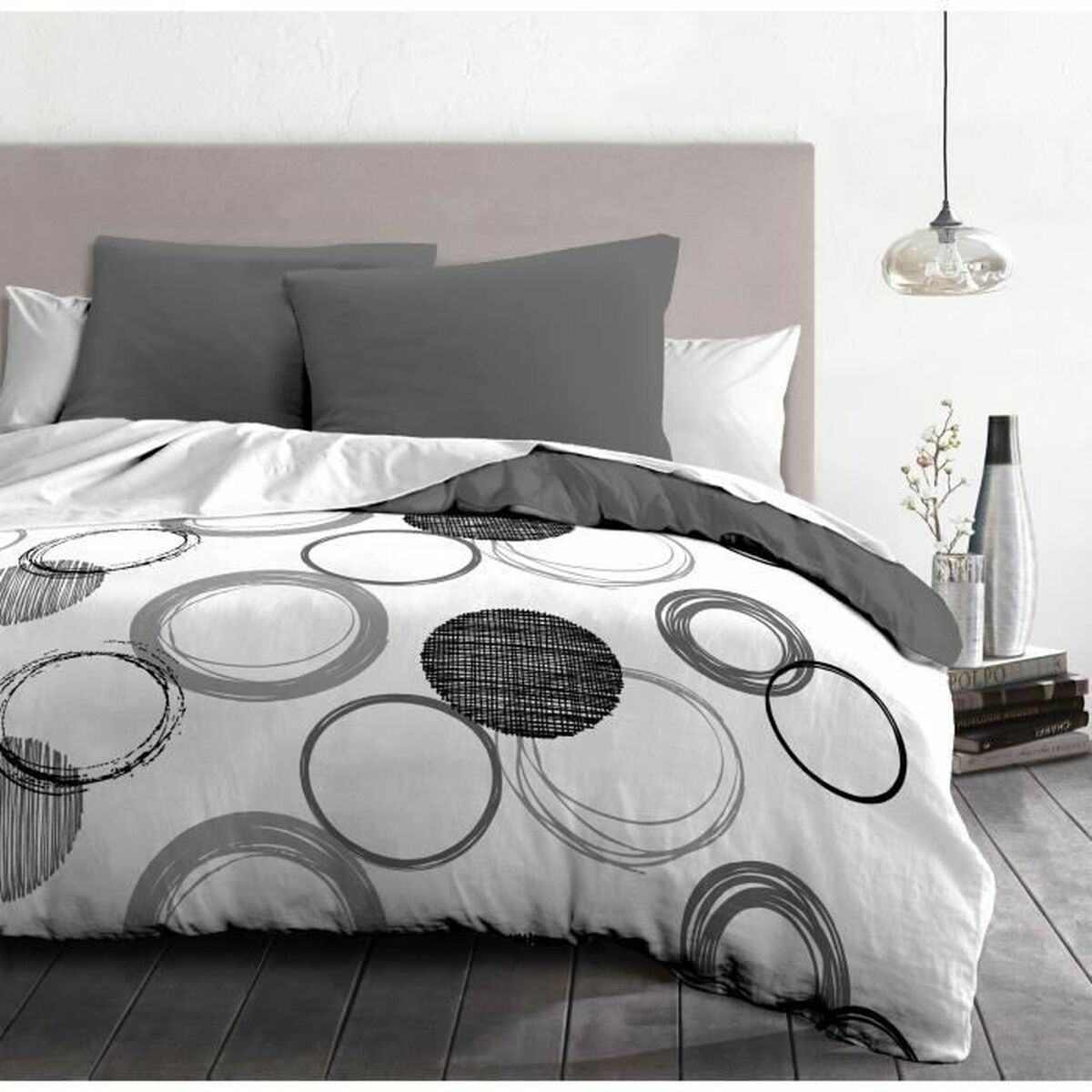 Juego de funda nórdica HOME LINGE PASSION Audace Gris Gris claro 240 x 260 cm 3 S7183431_2