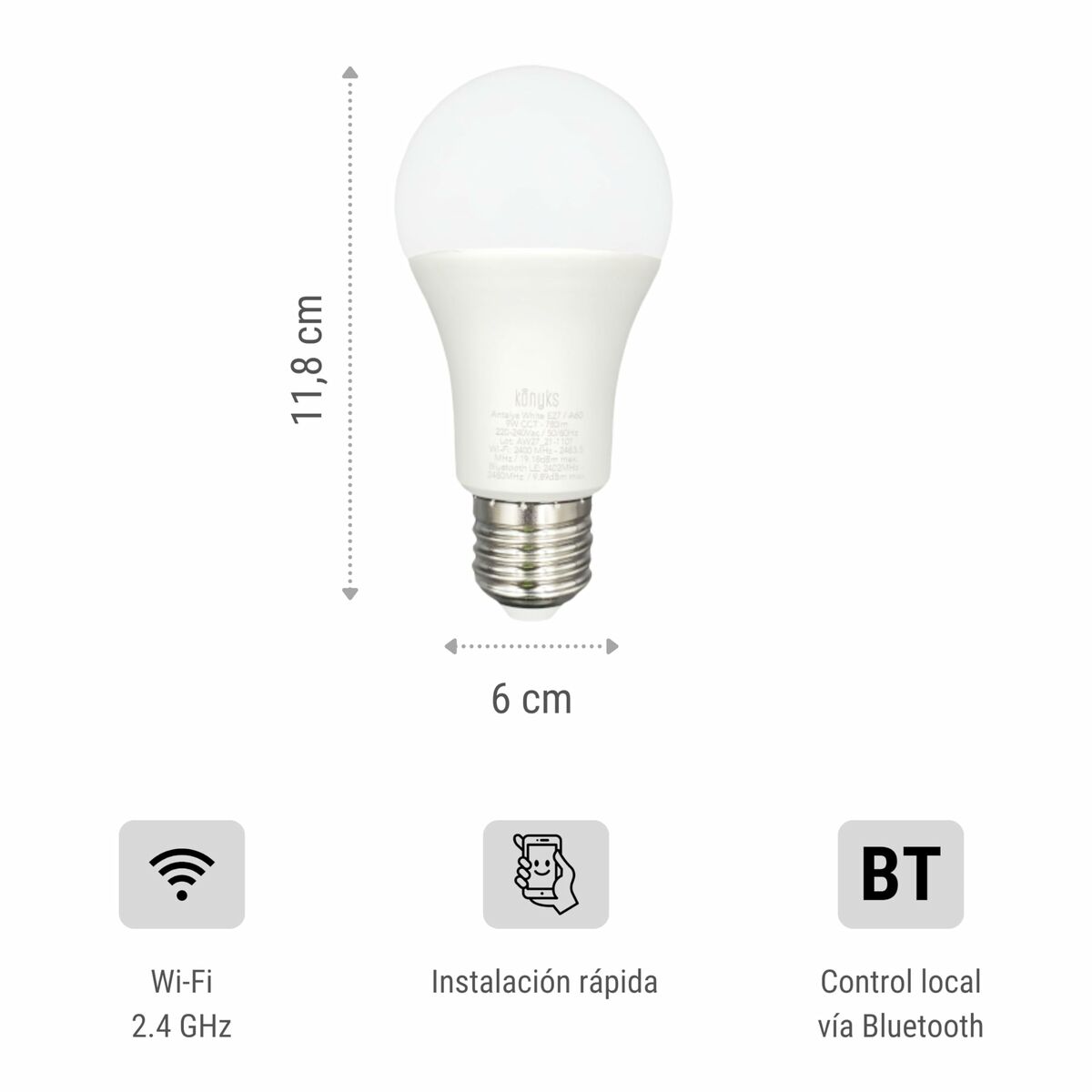 Bombilla Inteligente Konyks e27 Blanco F E27 (6500 K) (1 unidad) 3 S71001438_2