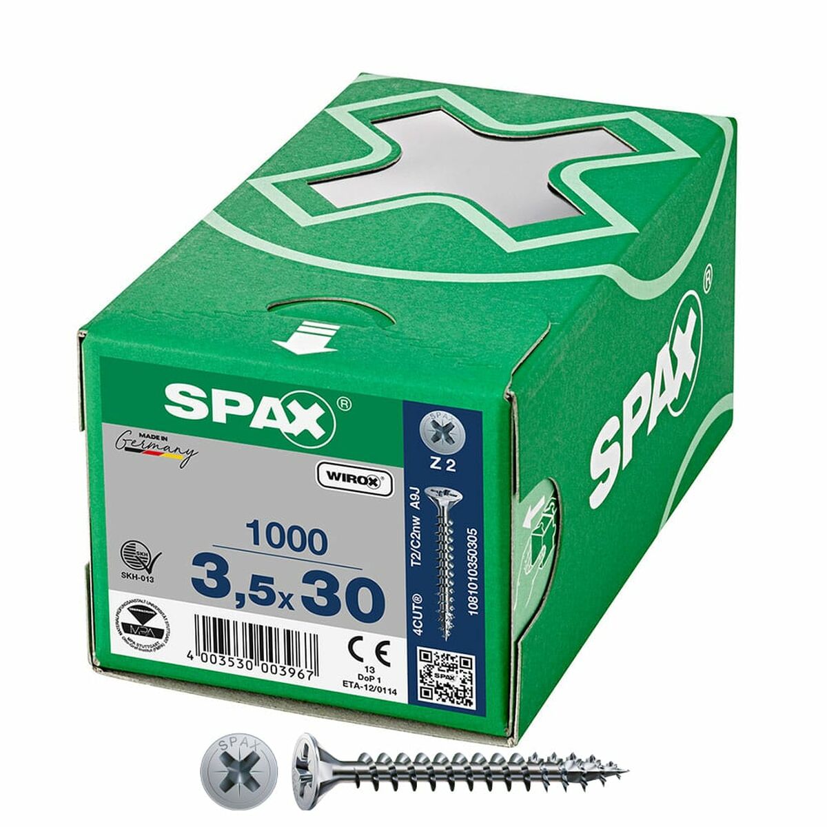 Caja de tornillos SPAX Wirox Z2 Cabeza plana 3,5 x 30 mm 1000 Unidades 1 S7925198_0