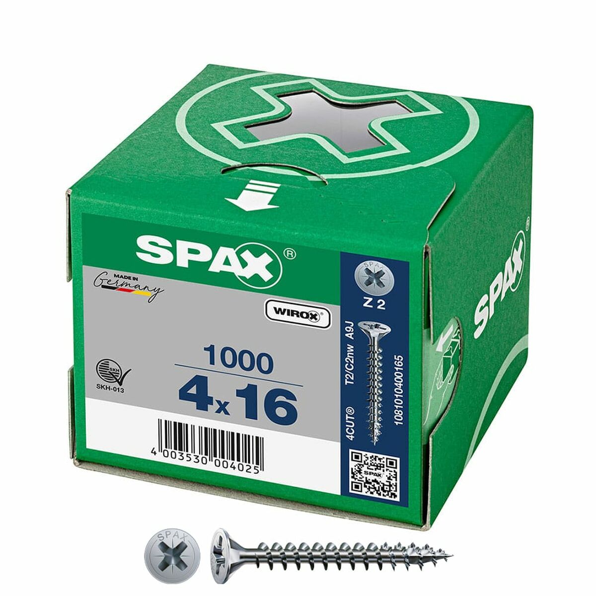 Caja de tornillos SPAX Wirox Z2 Cabeza plana 4,0 x 16 mm 1000 Unidades 1 S7925202_0