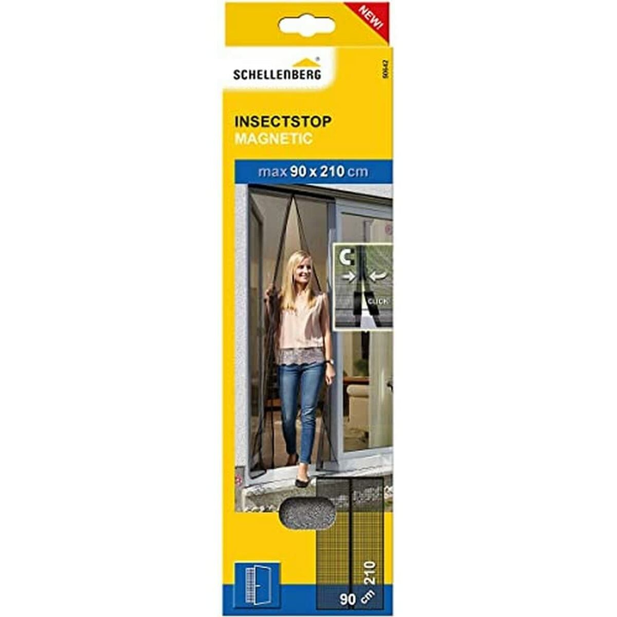 Cortina Mosquitera Schellenberg Puertas Magnético 90 x 210 cm Antracita Fibra de Vidrio 5 S7904568_4