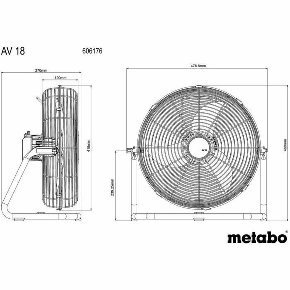Ventilador de Suelo Metabo AV 18 Blanco 3 S71002593_2