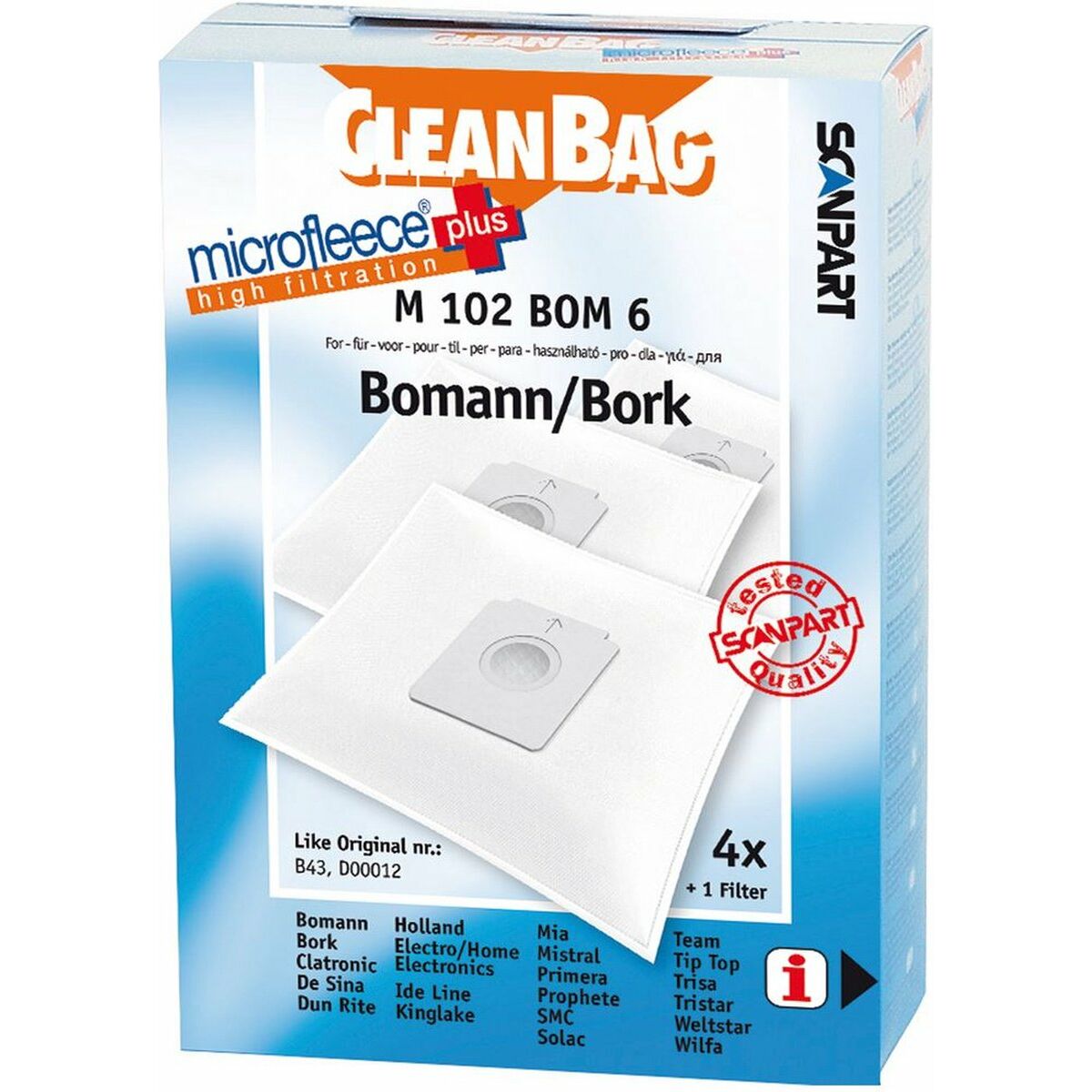 Bolsa de Recambio para Aspiradora Scanpart M 102 BOM 6 BOMANN BORK 4UD 1 S0462268_0