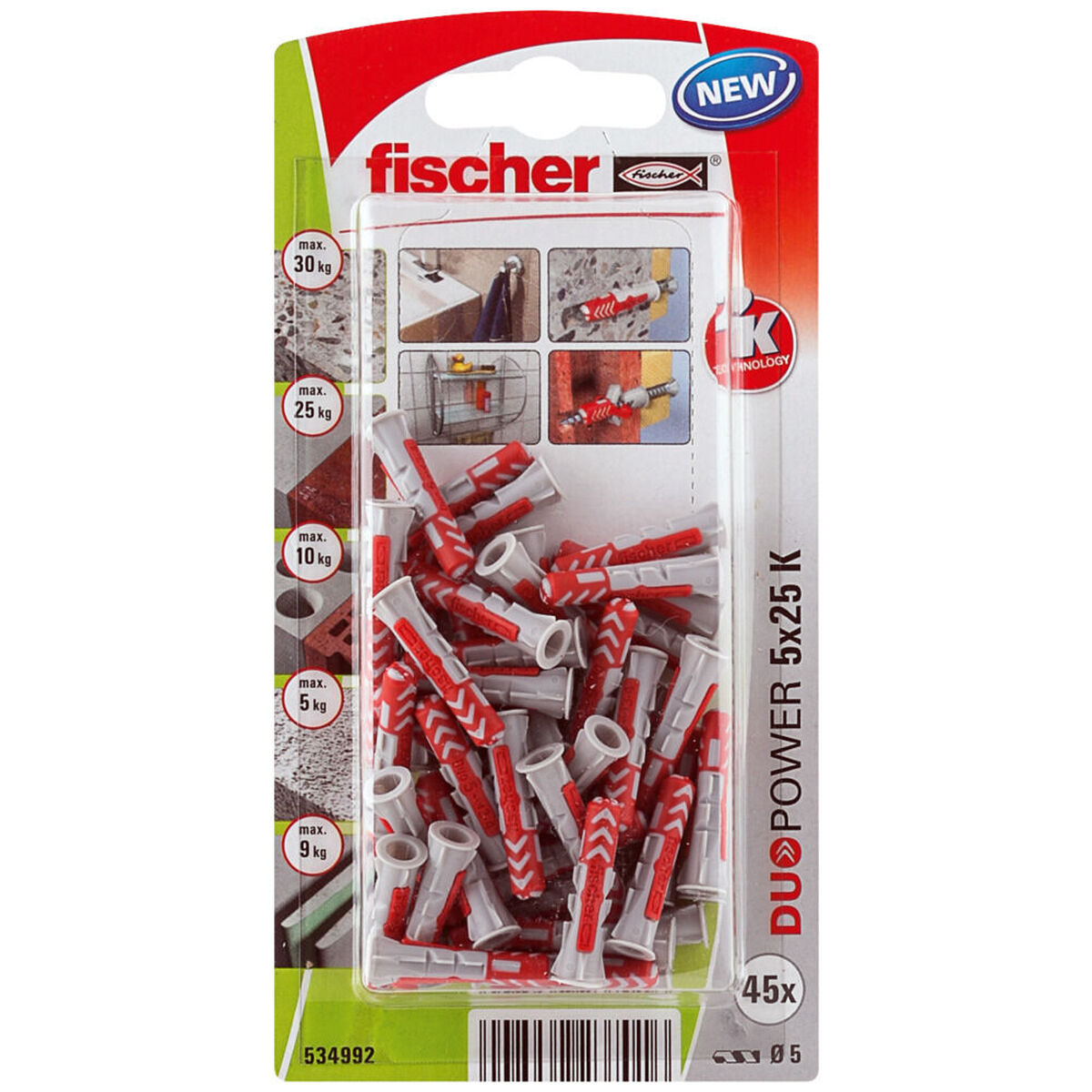 Tacos Fischer DuoPower 534992 Ø 5 x 25 mm Nailon (45 Unidades) 2 S7905780_1