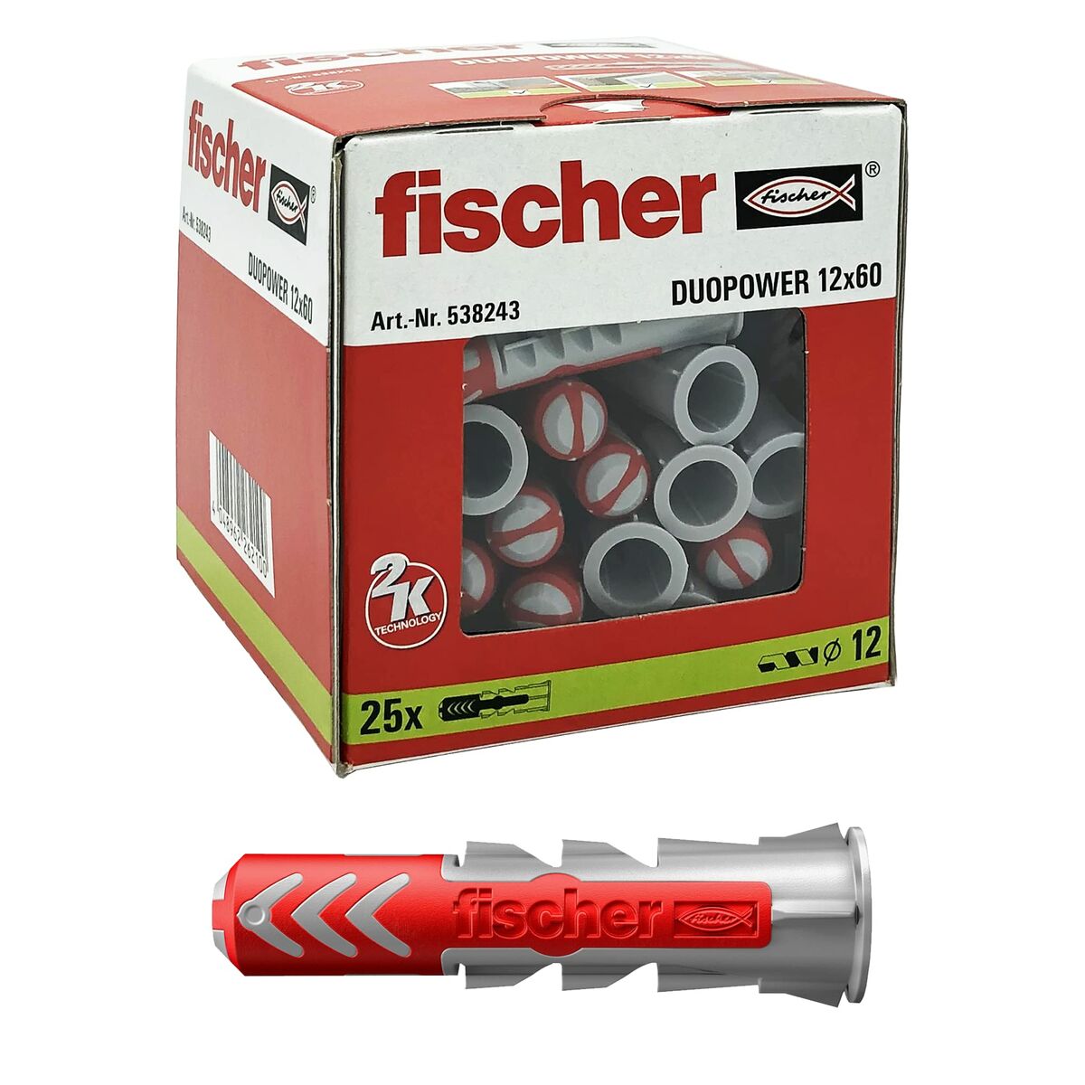 Tacos Fischer DuoPower 538243 Nailon Ø 12 x 60 mm (25 Unidades) 2 S7908451_1