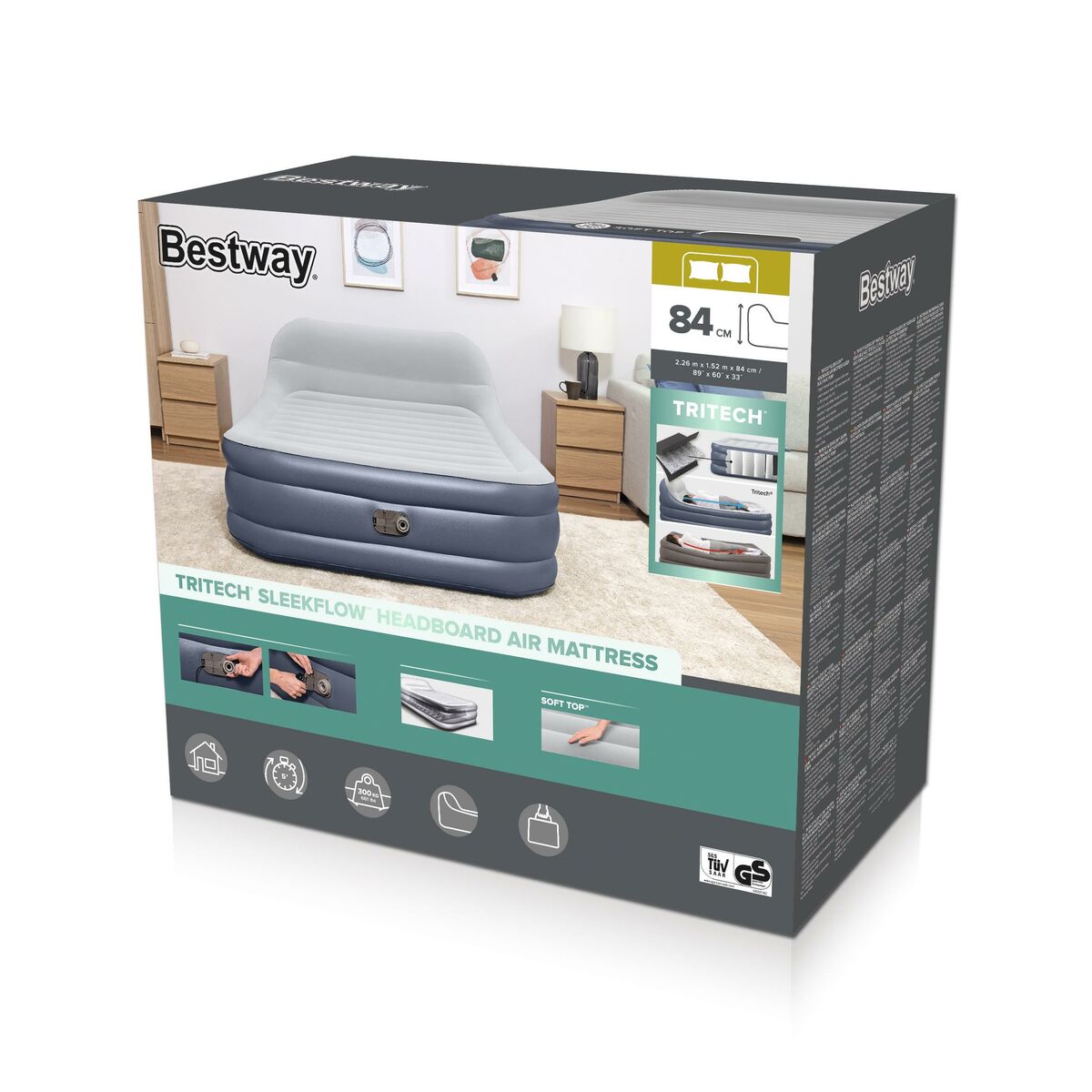 Bestway Cama Doble con Motor con Cabecero 226x152x84 cm Hinchable y Camping 67923 2 D1400911_1