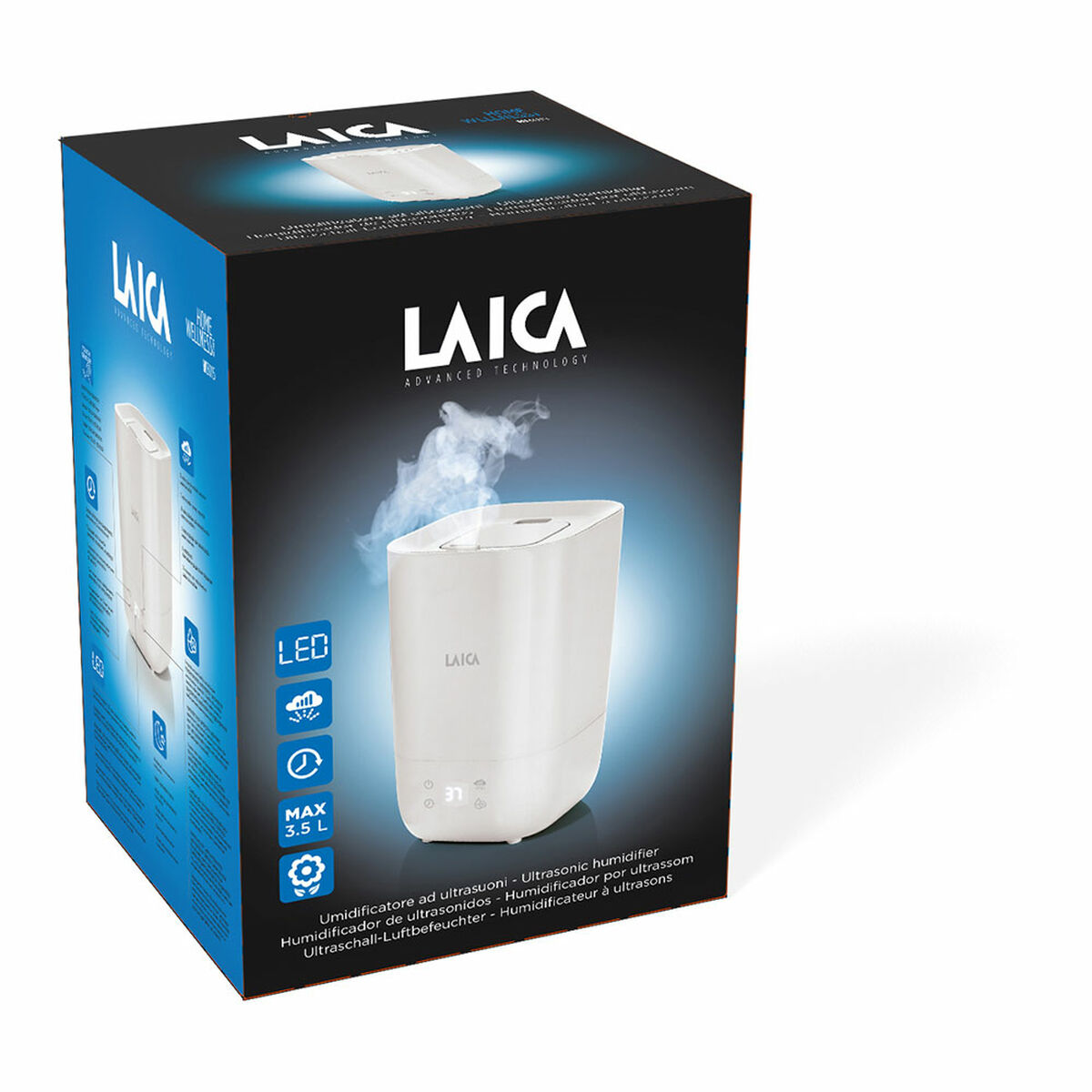 Humidificador Ultrasónico Difusor de Aromas con LED LAICA 25 W 3,3 L Blanco 4 S7927291_3