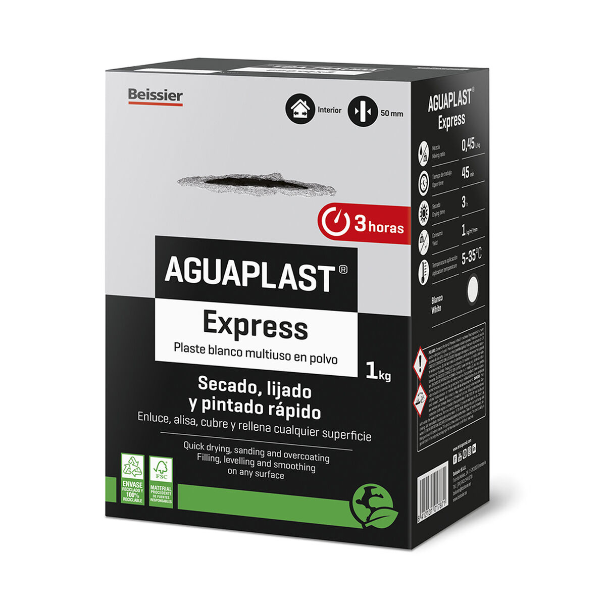 Plaste en polvo Aguaplast Express Blanco 1 kg 1 S7921070_0