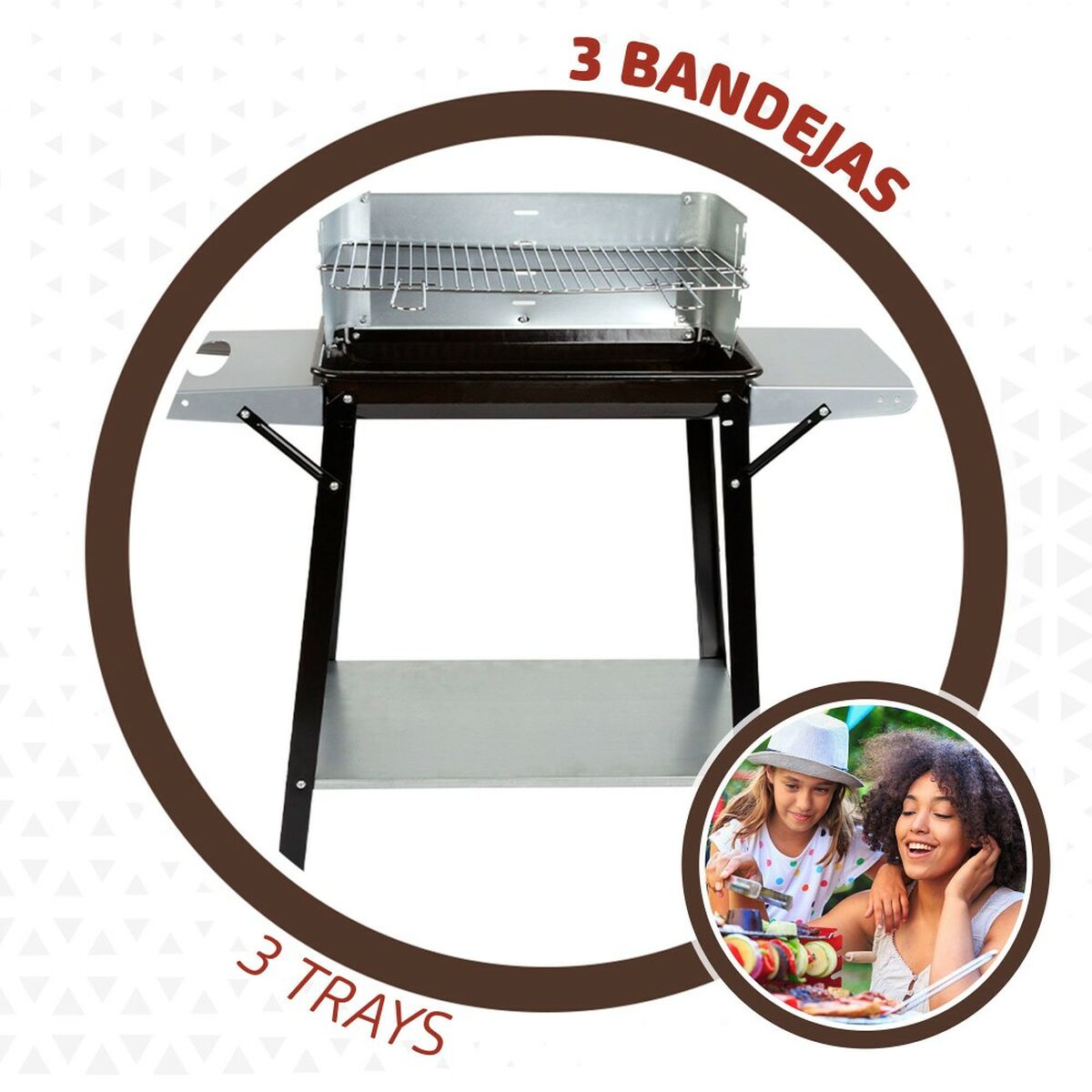 Barbacoa de Carbón con Ruedas Aktive Metal esmaltado 90 x 85 x 32 cm Negro 4 S8901050_3