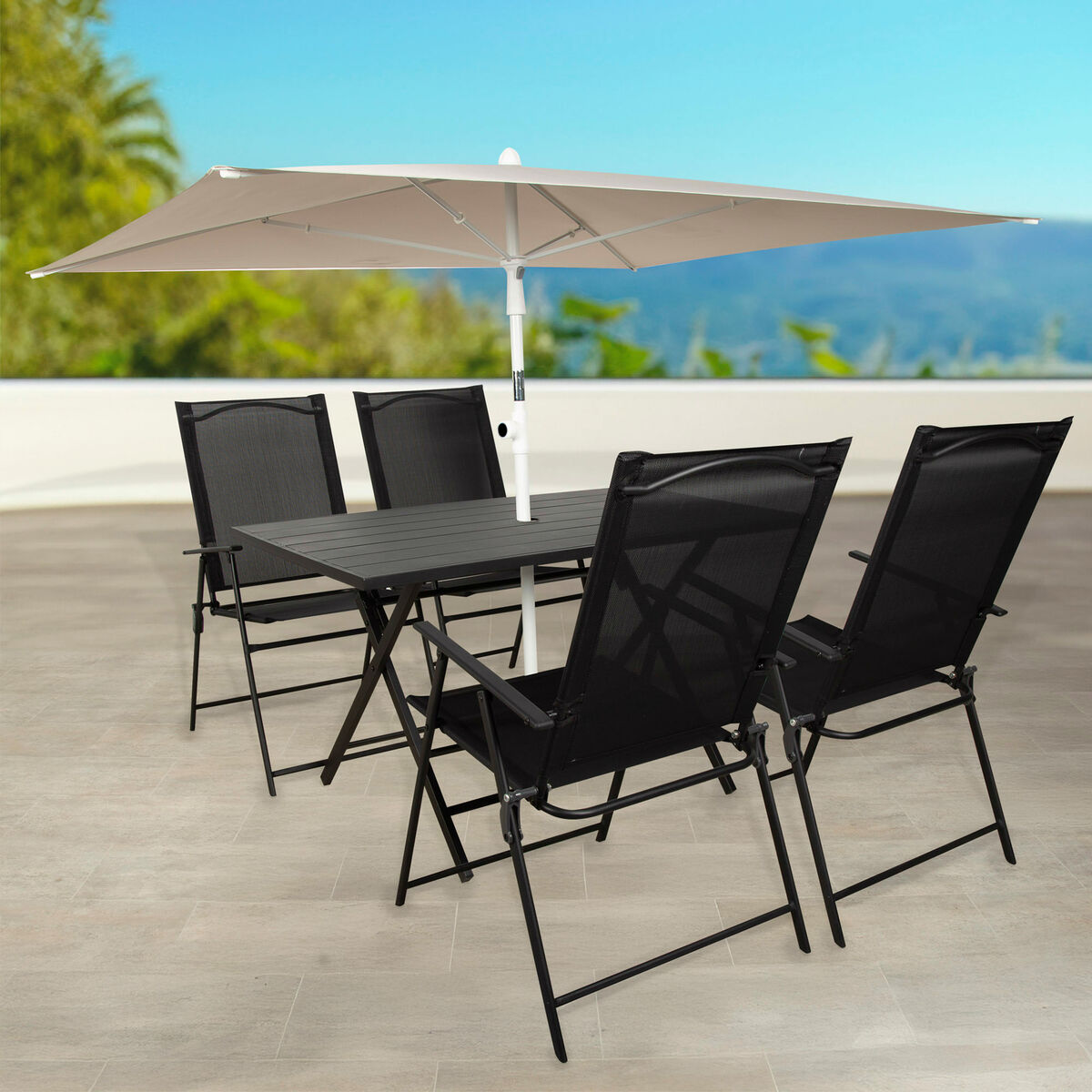 Sombrilla Aktive 180 x 220 x 145 cm Gris oscuro 2 S8906412_1