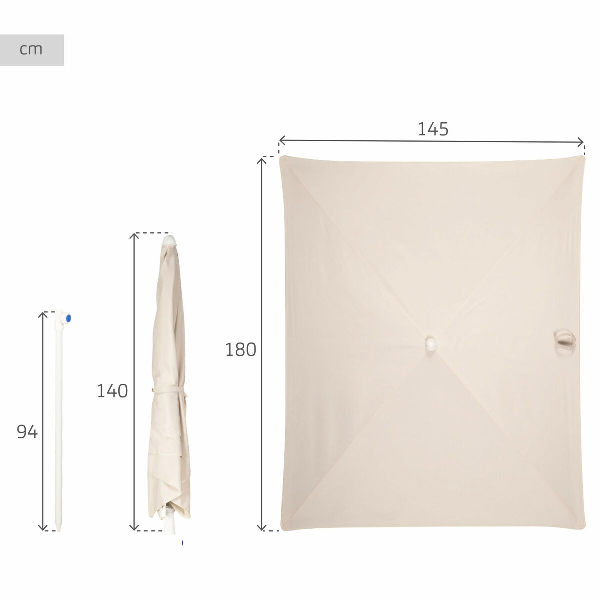 Sombrilla Aktive 180 x 220 x 145 cm Gris oscuro 4 S8906412_3