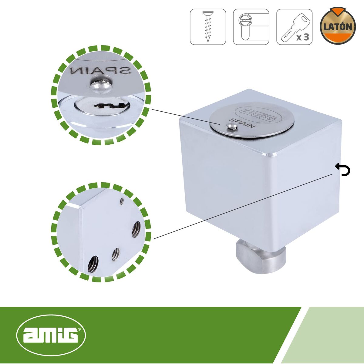 Cerradura AMIG A24542-670 Latón 6 x 5 cm 60 x 50 mm Cromado Persiana 2 S7918811_1