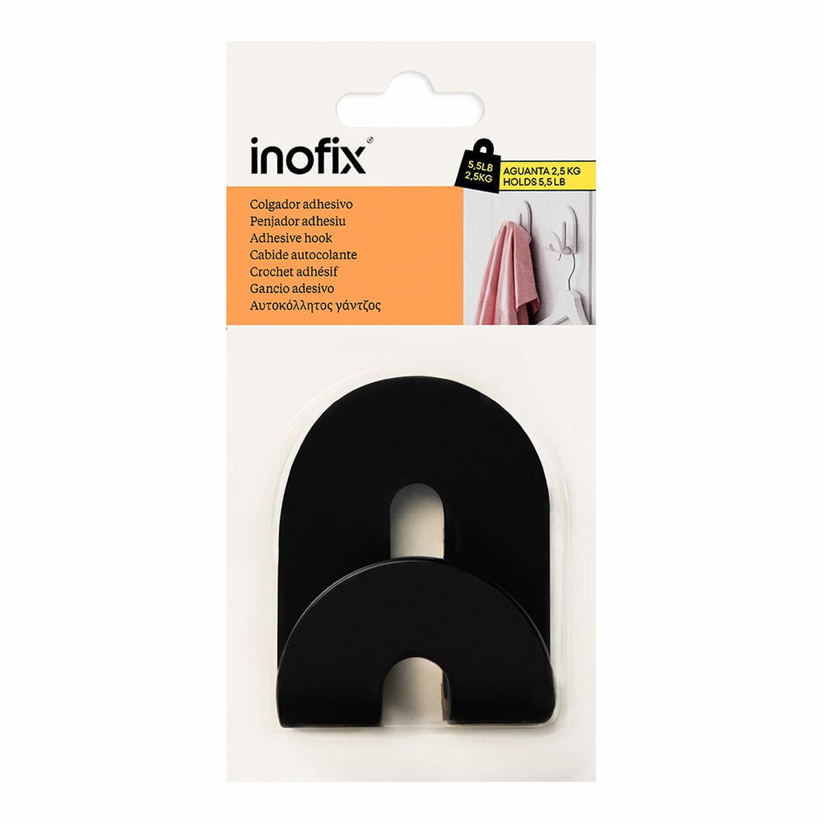 Gancho para colgar Inofix calma Negro 2,5 kg Adhesivo 2 S7928886_1