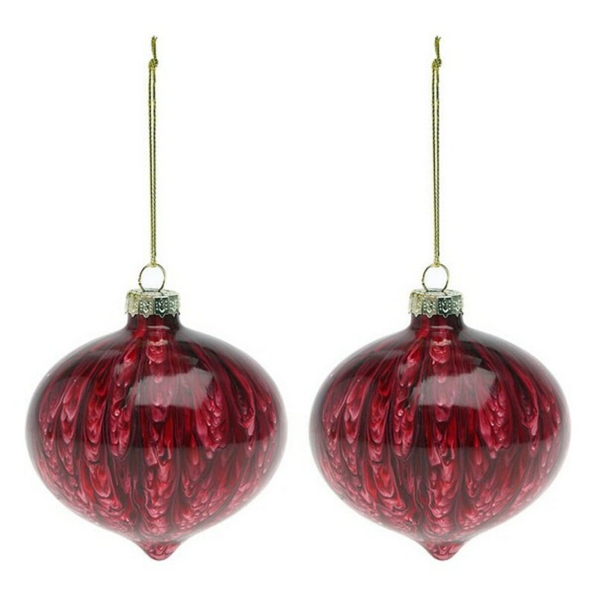 Bolas de Navidad (2 pcs) 112490 Marrón Rojo 8 cm (2 Unidades) 1 S1125186_0