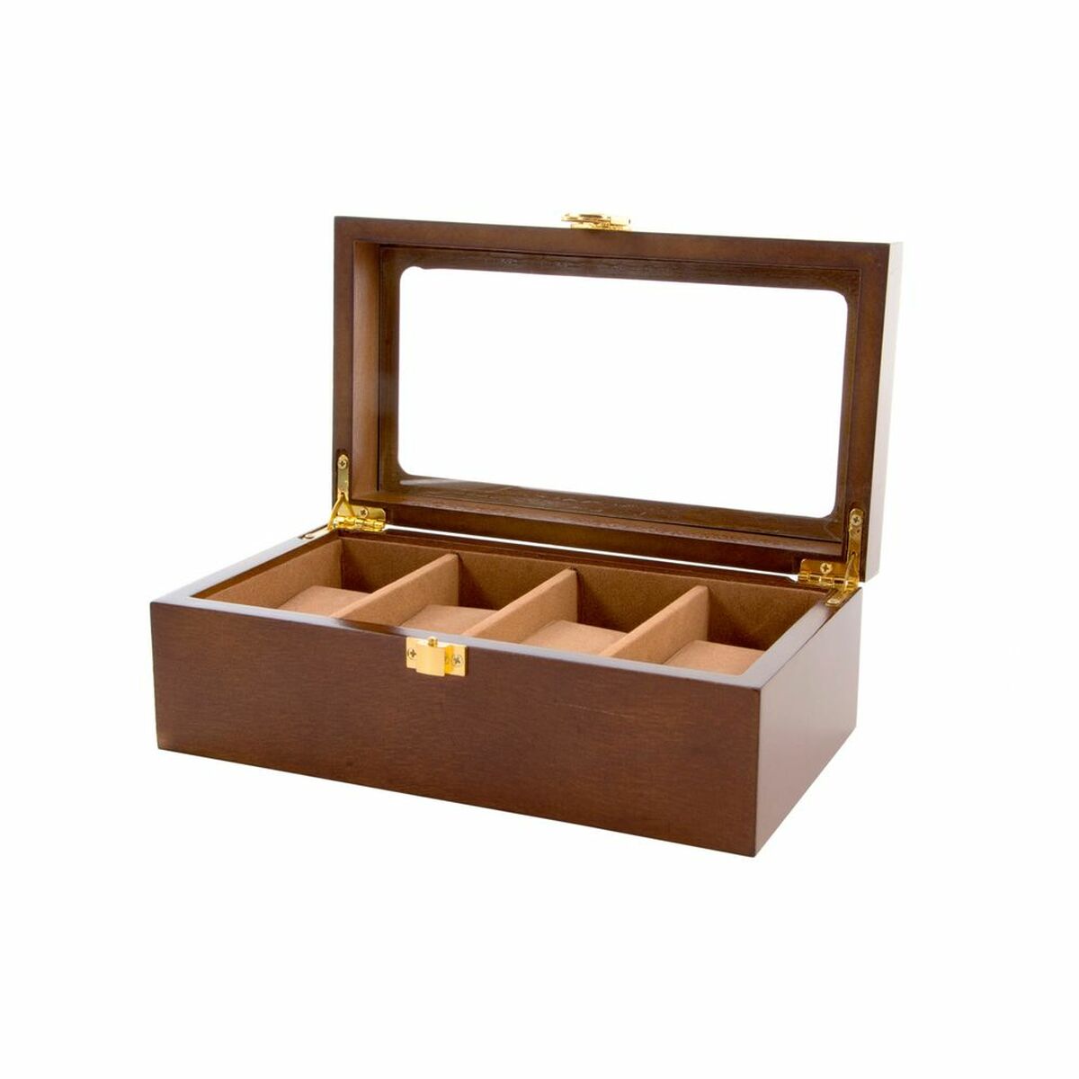Caja-Joyero DKD Home Decor Relojes Marrón Madera Cristal Madera MDF 22 x 12 x 8 cm 2 S3020316_1