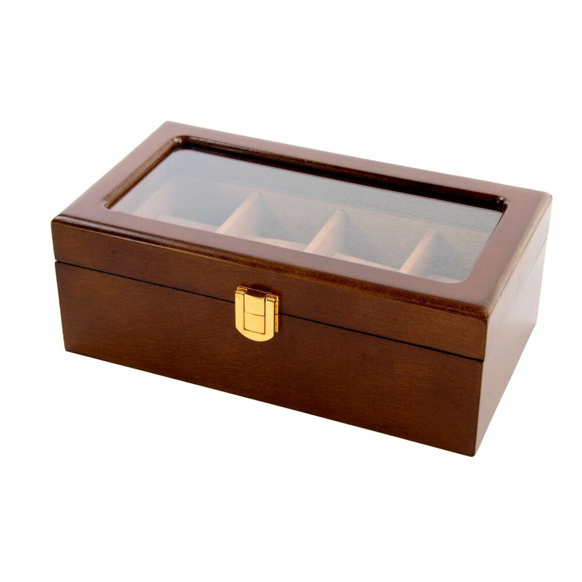 Caja-Joyero DKD Home Decor Relojes Marrón Madera Cristal Madera MDF 22 x 12 x 8 cm 1 S3020316_0