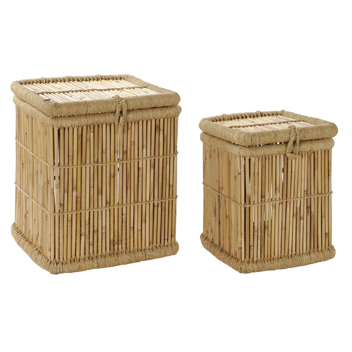 Juego de Cestos DKD Home Decor Natural Bambú Cuerda (2 Piezas) 1 S3032586_0