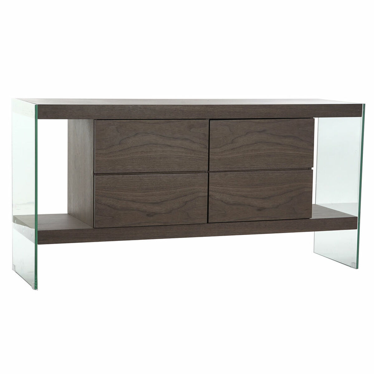 Aparador DKD Home Decor Marrón Transparente Cristal Nogal Madera MDF 160 x 45 x 80 cm 1 S3022481_0
