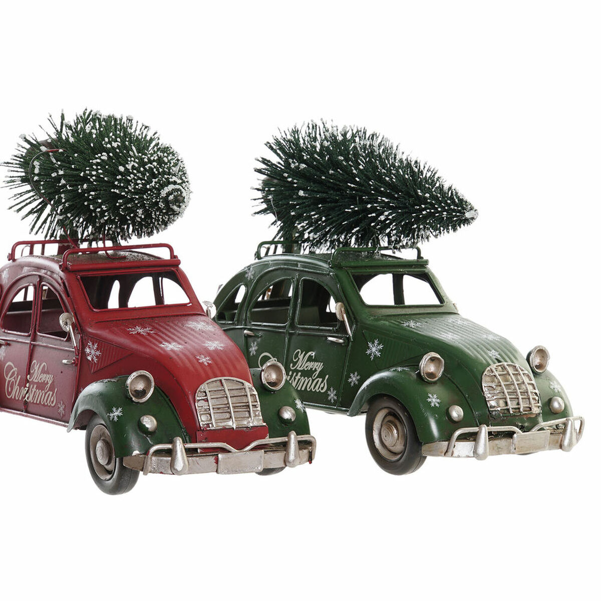 Adorno Navideño DKD Home Decor Rojo Verde Coche 26 x 11,5 x 16,5 cm (2 Unidades) 2 S3034993_1