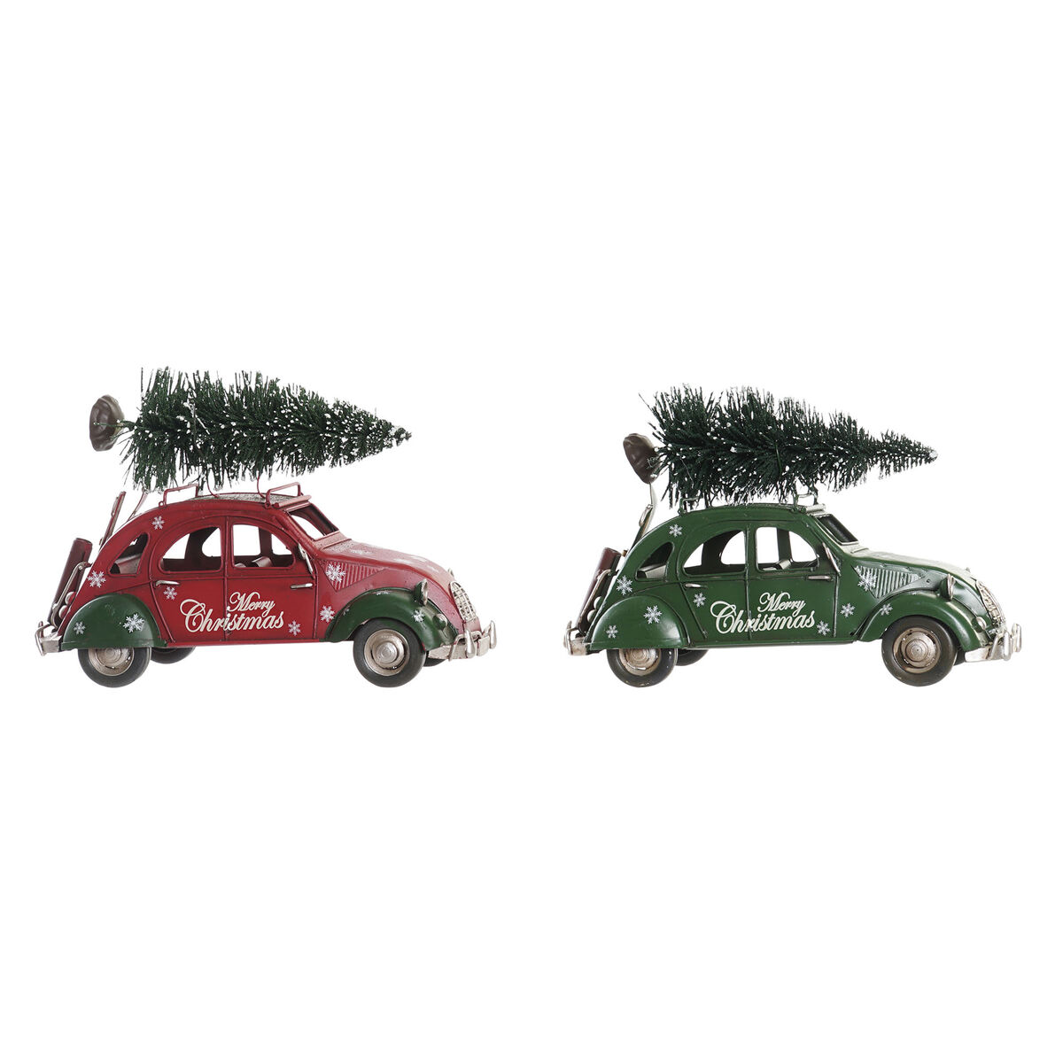 Adorno Navideño DKD Home Decor Rojo Verde Coche 26 x 11,5 x 16,5 cm (2 Unidades) 1 S3034993_0