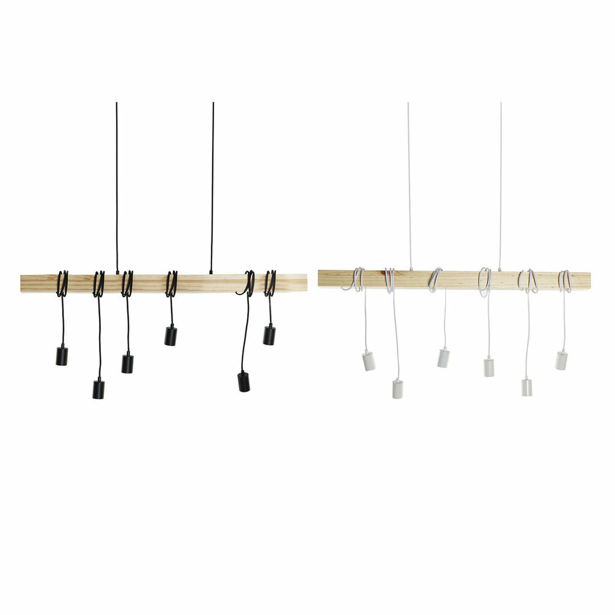 Lámpara de Techo DKD Home Decor Negro Metal Madera Blanco 220 V 50 W (100 x 7 x 160 cm) (2 pcs) 1 S3020728_0