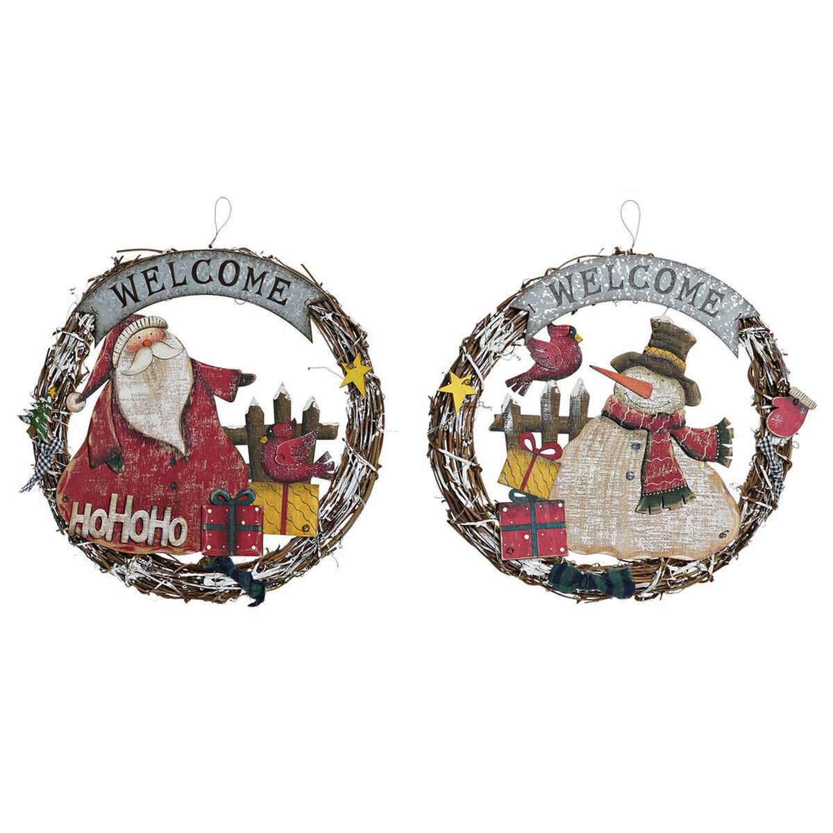 Adorno Navideño DKD Home Decor Madera Cuerda Papá Noel (2 pcs) (31 x 4 x 30 cm) 1 S3025054_0