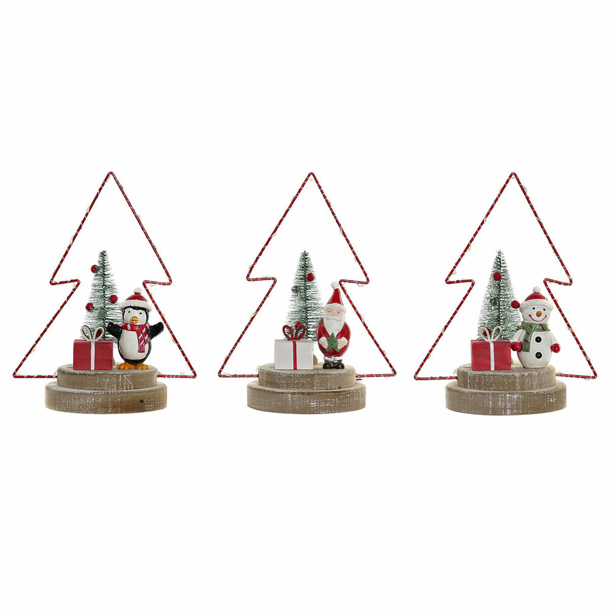 Adorno Navideño DKD Home Decor Árbol Metal Madera (17 x 11 x 21 cm) (3 pcs) 1 S3025230_0