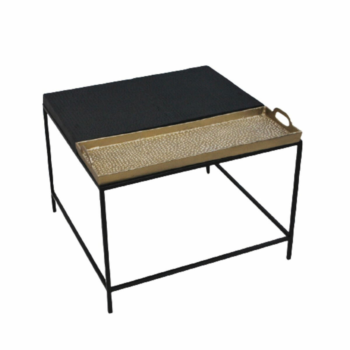Mesa auxiliar DKD Home Decor 61 x 61 x 49 cm Negro Dorado Acero Aluminio 1 S3023377_0