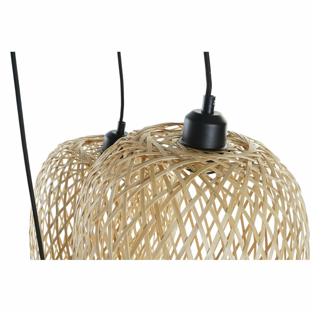 Lámpara de Techo DKD Home Decor Negro Marrón claro Metal Bambú 50 W Tropical 220 V 30 x 30 x 94 cm 2 S3020960_1