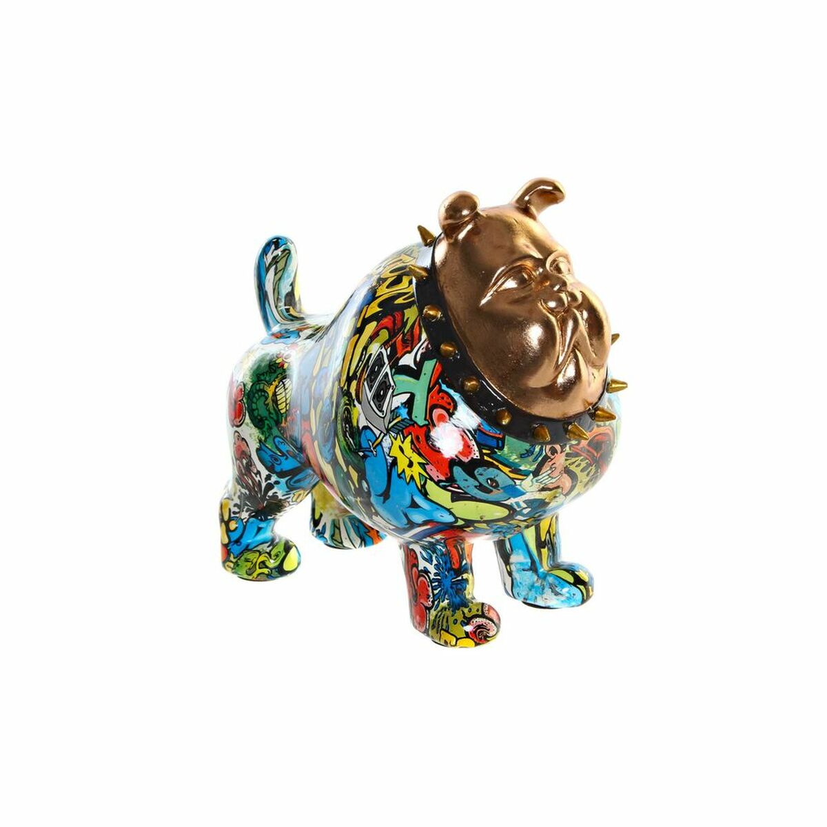Figura Decorativa DKD Home Decor 21 x 16 x 20,5 cm Dorado Bulldog Multicolor 1 S3019585_0