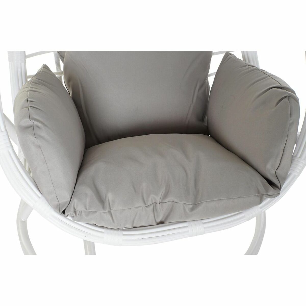 Sillón de jardín colgante DKD Home Decor 90 x 70 x 110 cm Gris Metal ratán sintético Blanco 2 S3033146_1