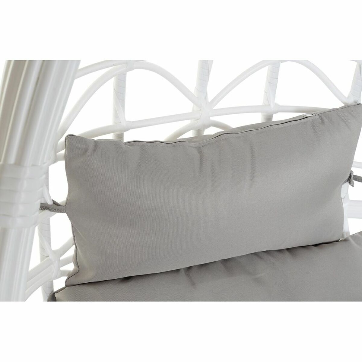 Sillón de jardín colgante DKD Home Decor 90 x 70 x 110 cm Gris Metal ratán sintético Blanco 3 S3033146_2