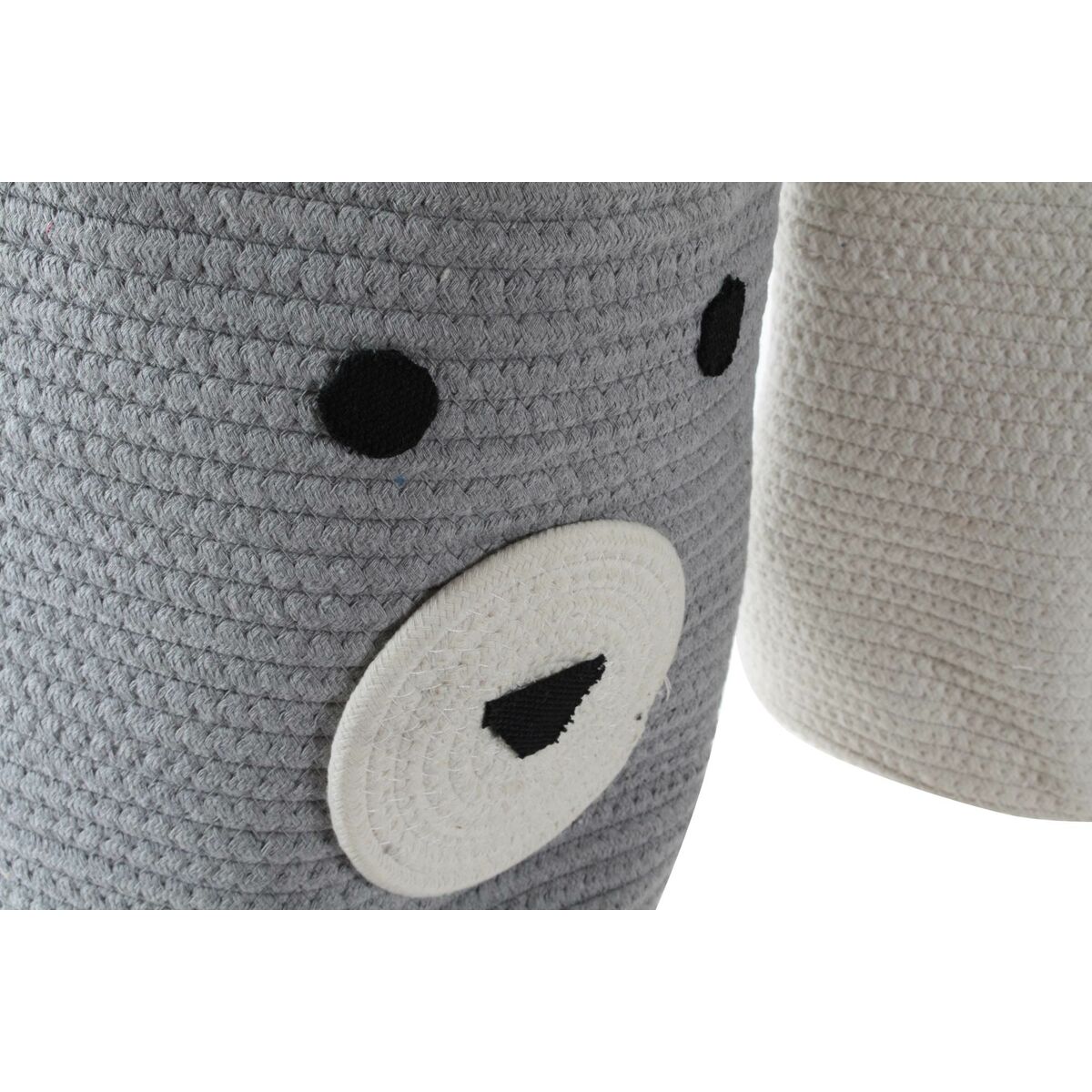 Cesta Decorativa DKD Home Decor Blanco Gris Infantil Oso 25 x 25 x 37 cm (2 Unidades) 3 S3028763_2