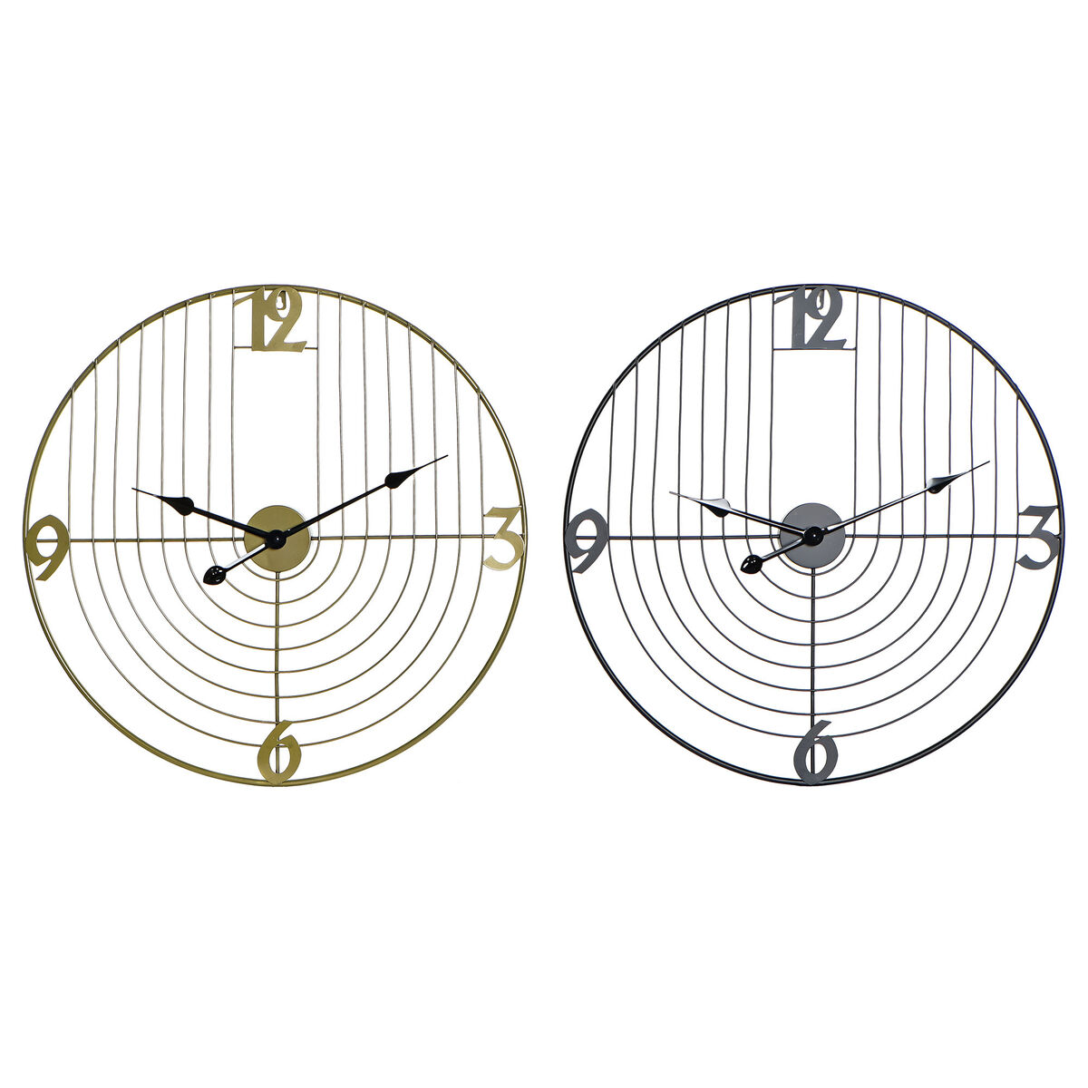 Reloj de Pared DKD Home Decor Negro Dorado Metal 60 x 3 x 60 cm Moderno (2 Unidades) 1 S3037673_0