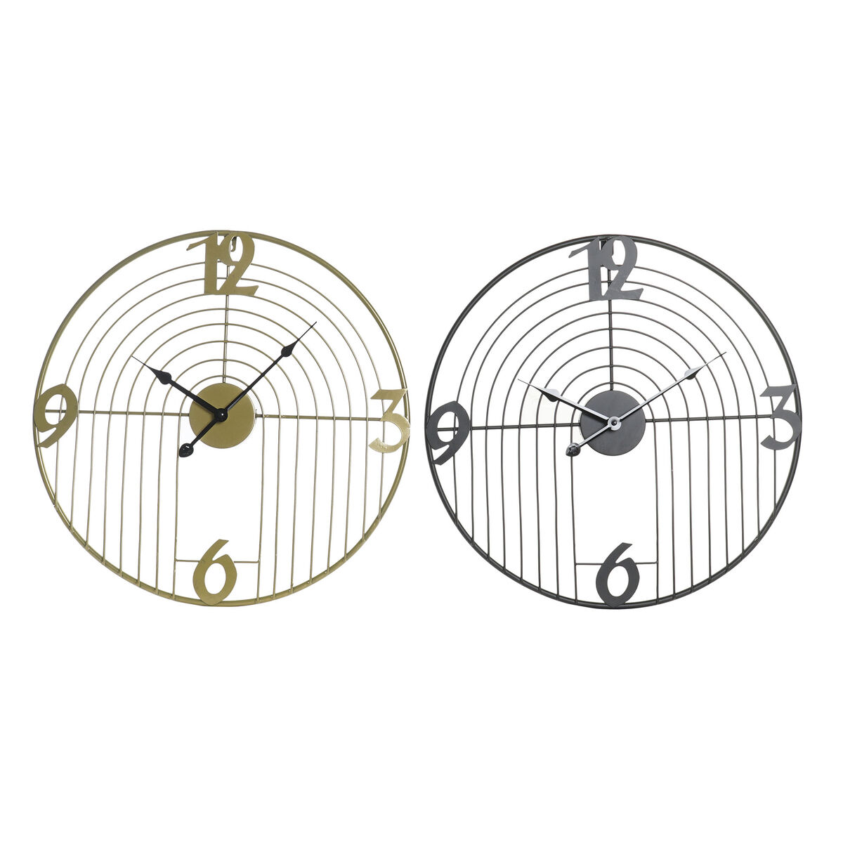 Reloj de Pared DKD Home Decor Negro Dorado Metal Moderno 45 x 3 x 45 cm (2 Unidades) 1 S3037674_0
