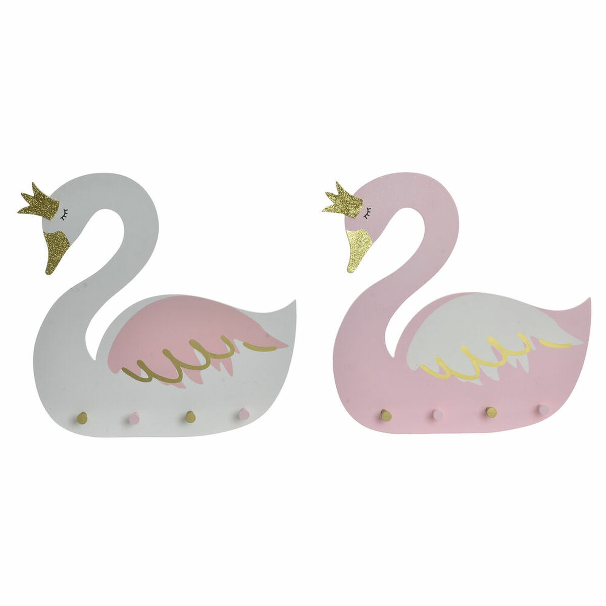 Perchero de Pared DKD Home Decor Madera Infantil Cisne 40 x 4 x 38,5 cm (2 Unidades) 1 S3021828_0