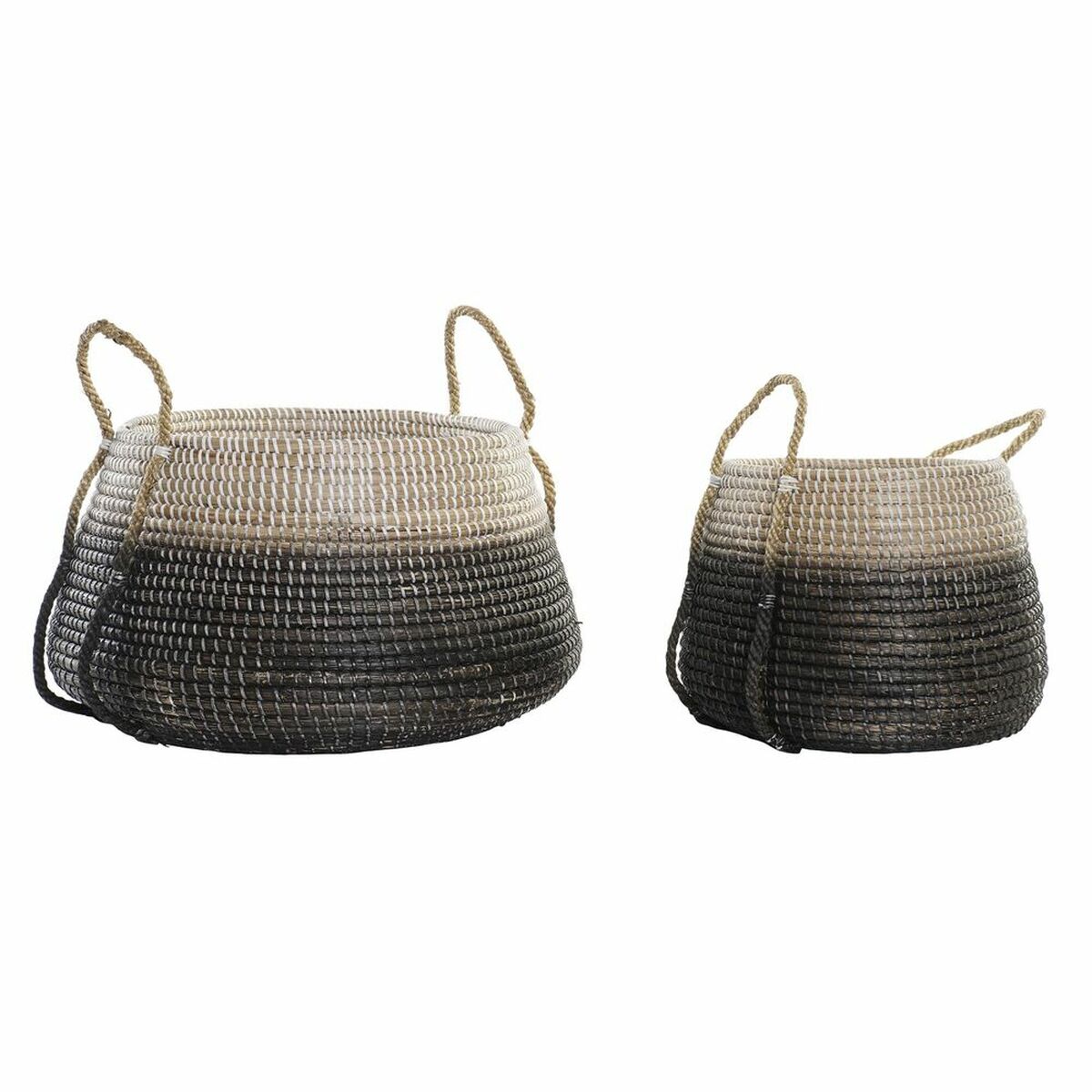 Juego de Cestas DKD Home Decor Natural Gris Hierba marina (52 x 52 x 44 cm) (2 pcs) 1 S3018622_0