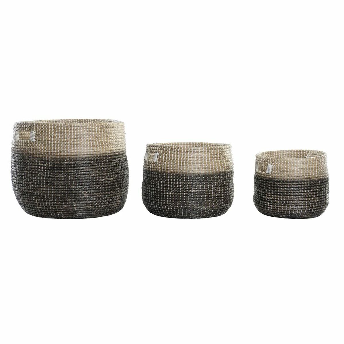 Juego de Cestas DKD Home Decor Gris Natural Hierba marina (3 Piezas) 1 S3018623_0