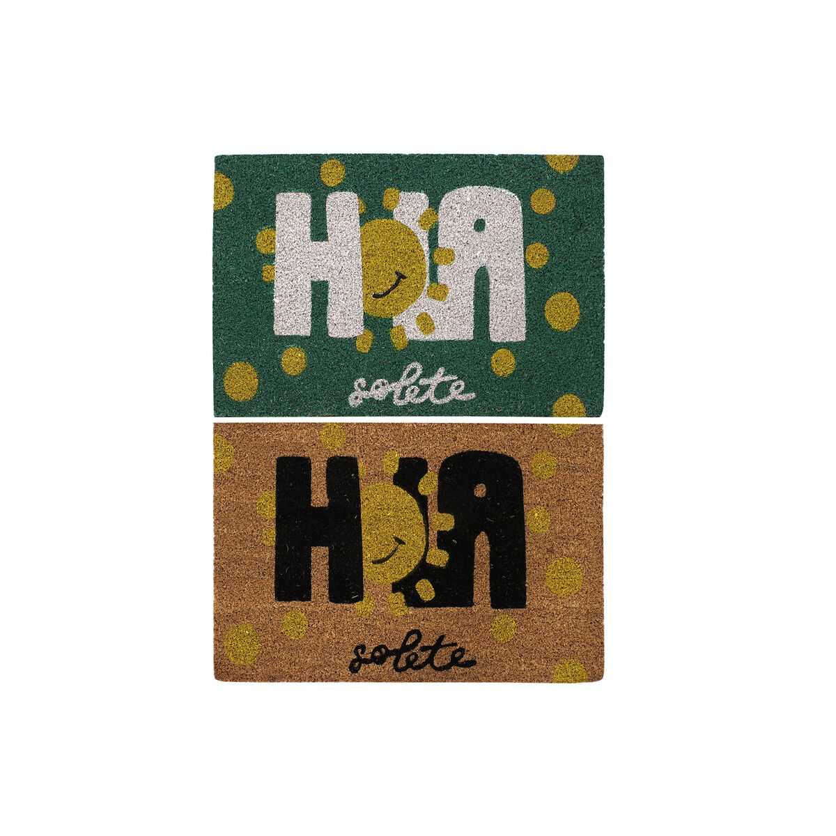 Felpudo DKD Home Decor Negro Marrón Goma Blanco Verde 2 Unidades Fibra de coco (60 x 40 x 1,5 cm) 1 S3030282_0