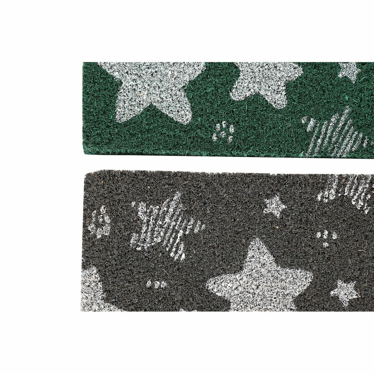 Felpudo DKD Home Decor Gris Goma Estrellas Blanco Verde 2 Unidades Fibra de coco (60 x 40 x 1,5 cm) 2 S3030283_1