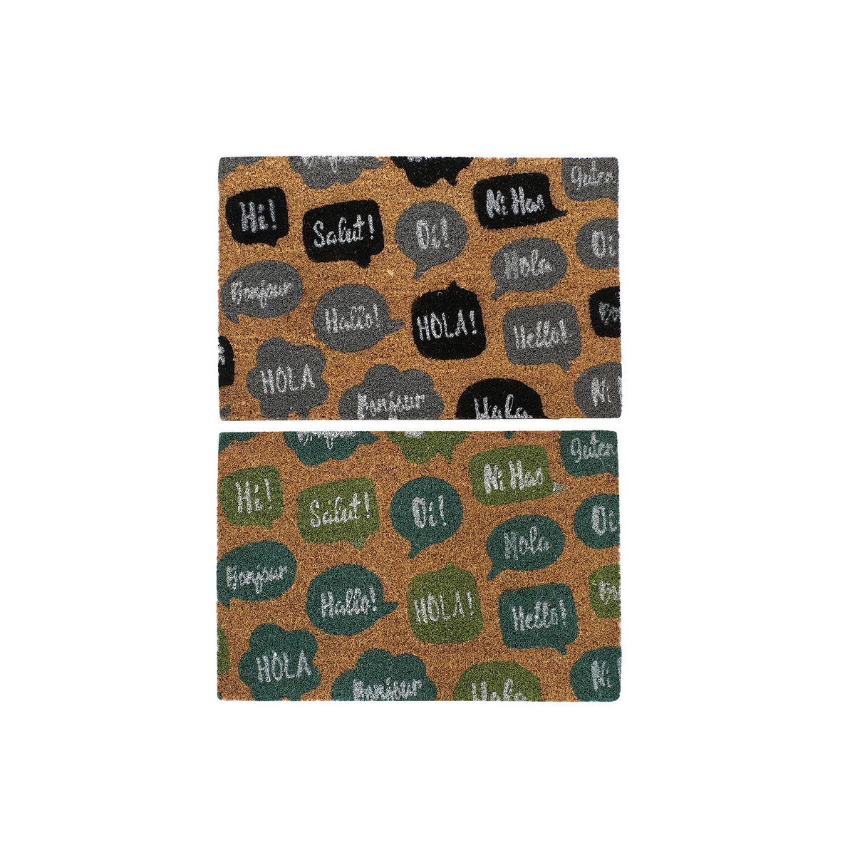 Felpudo DKD Home Decor Negro Gris Marrón Goma Menta 2 Unidades Fibra de coco (60 x 40 x 1,5 cm) 1 S3030285_0