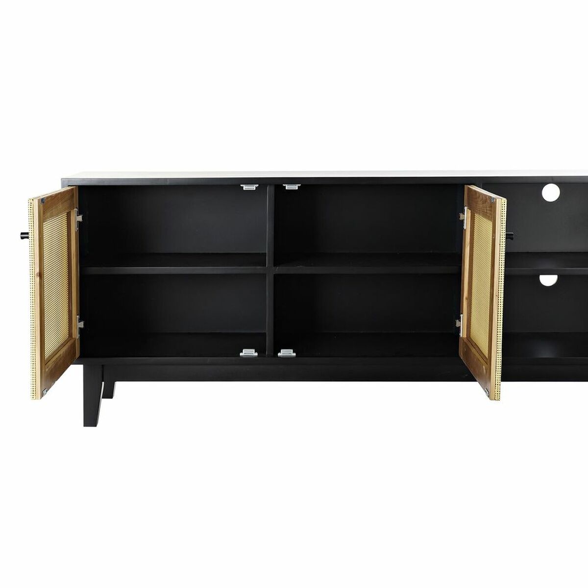 Mueble de TV DKD Home Decor Negro Abeto Ratán (160 x 65 x 38 cm) 3 S3033516_2