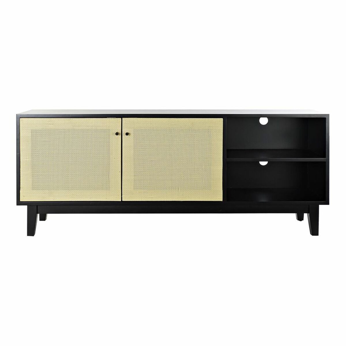 Mueble de TV DKD Home Decor Negro Abeto Ratán (160 x 65 x 38 cm) 5 S3033516_4