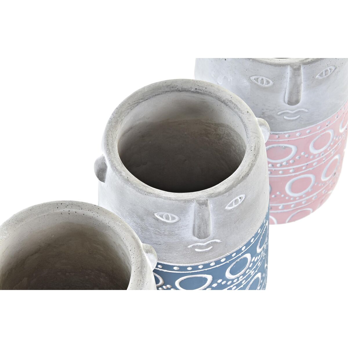 Macetero DKD Home Decor Cara Azul Rosa Cemento Verde Amarillo (12 x 12 x 18 cm) (4 Unidades) 3 S3034614_2