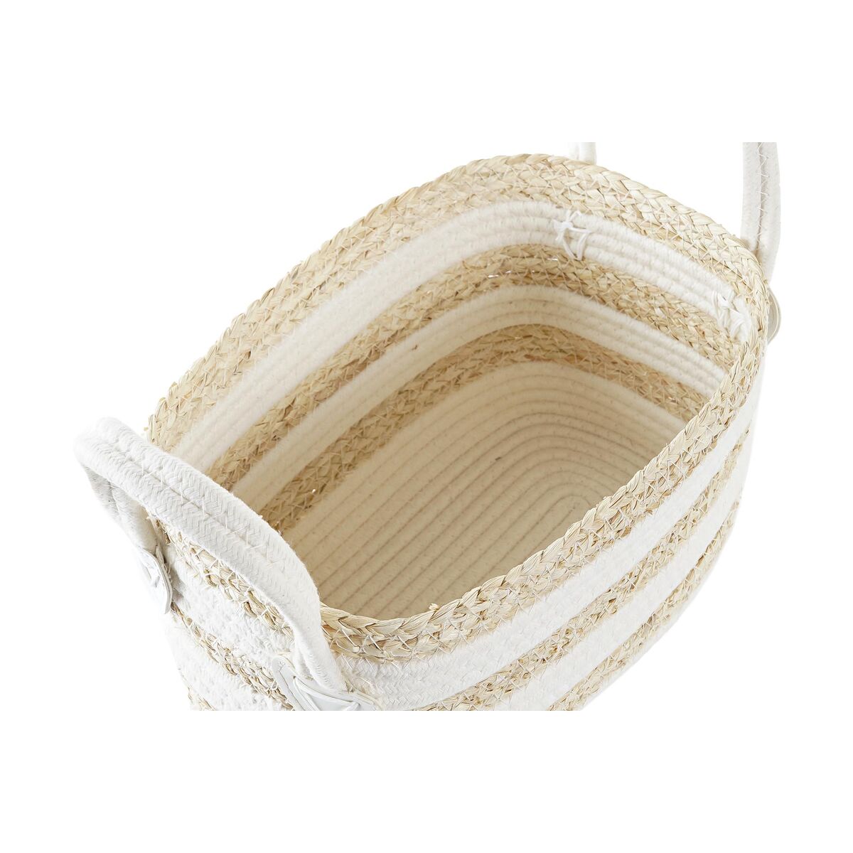 Cesta DKD Home Decor Blanco Beige Fibra natural 33 x 16 x 19 cm 2 S3028894_1